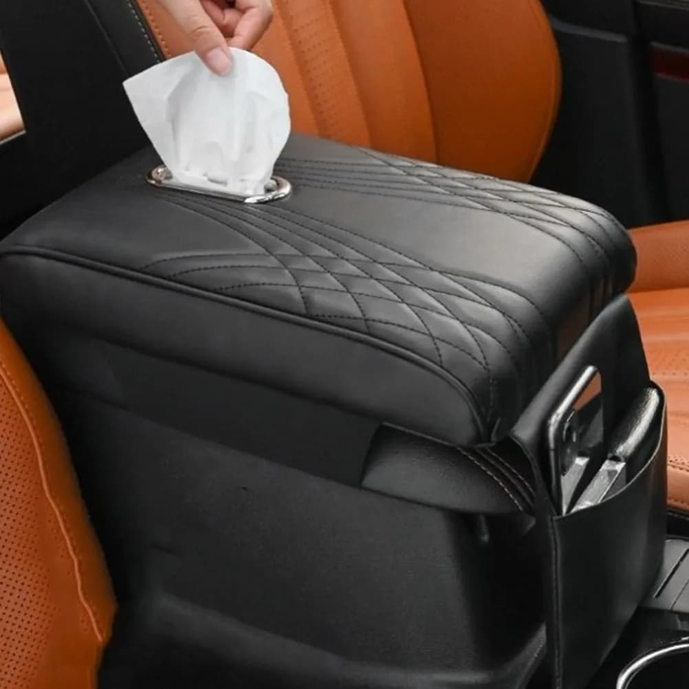 Car Armrest Cushion Storage Bag Tissue Box Holder Napkin Organizer Car Accessories Comfortable Soft Arm Rest Pad Easy Install