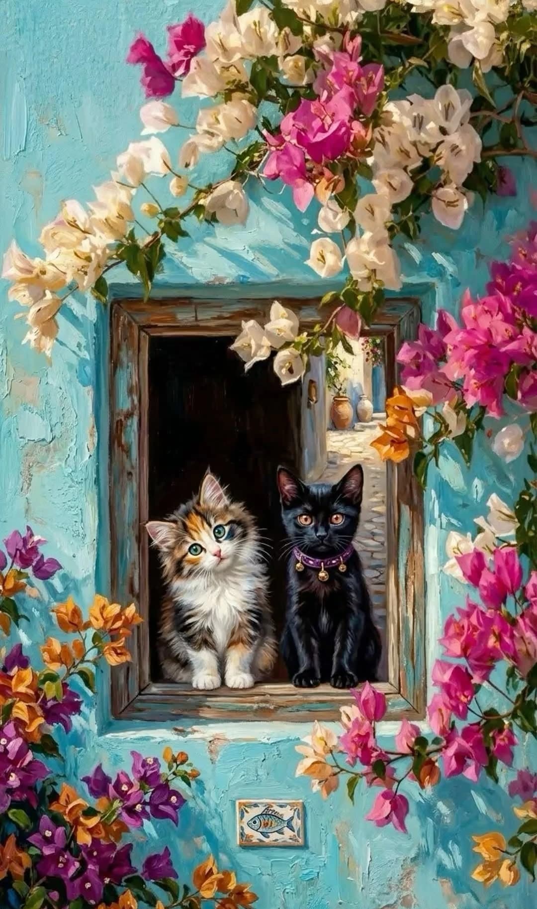 Puzzle da 500/1000/1200/2000 Pezzi, Scenari con Gatti alla Finestra, Giochi per Attività Familiari, per Sala Giochi, Camera da Letto, Decorazione Casa, Regalo