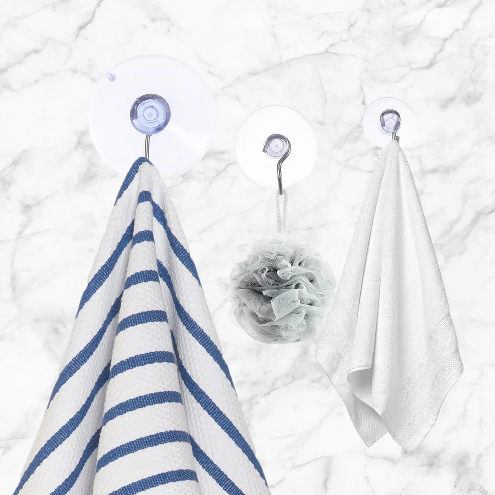 30 Pezzi Ganci a Ventosa Resistenti, Appendiabiti da Parete per Bagno e Cucina, Porta Asciugamani Multiuso per Doccia, Facile Installazione, in Plastica con Vuoto