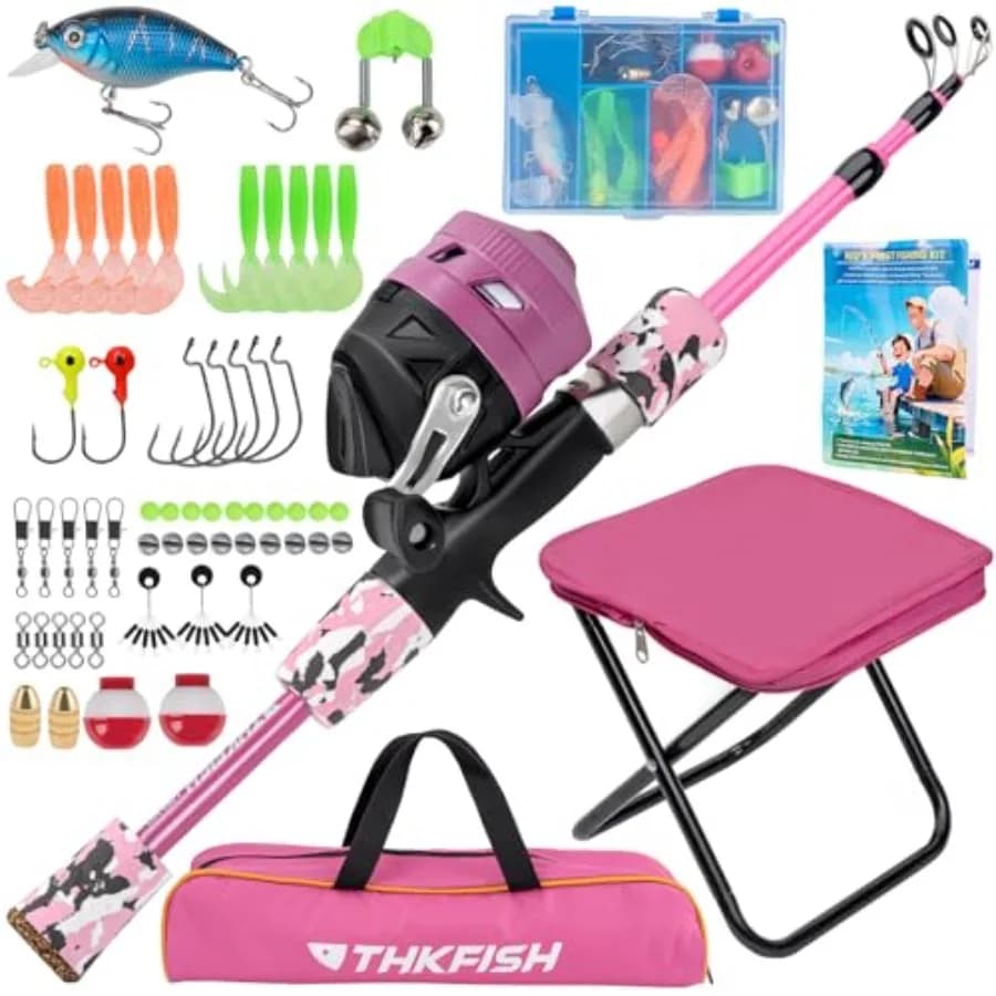 Fishing set with Telescopic Cane, Mulinello, Kit for Beginners with baits, Tool Box, Foldable Stool and Laptop Bag for Boys G