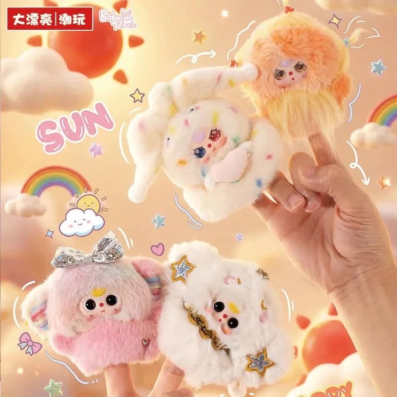 Baby Three Weather Guide Rainy Day Friends Series Plush Blind Box, Simpatici Marionette da Dito in Peluche, Scatola Misteriosa, Regalo a Sorpresa Kawaii