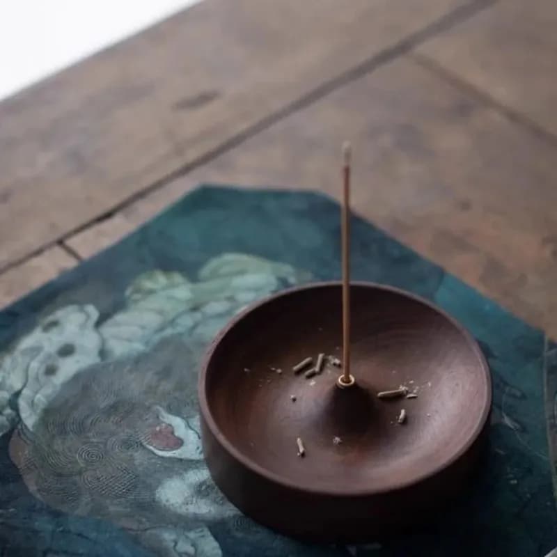 Black Walnut Solid Wood Incense Burner Handmade Tea Ceremony Round Incense Burners Agar Wood Tray Holder Home Decoration
