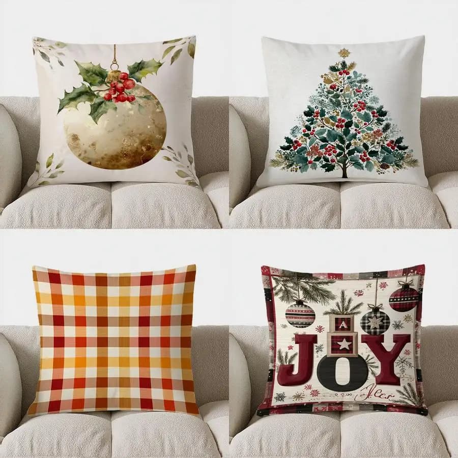 Fodera per cuscino con motivo a sfera di agrifoglio di Natale con fodere per cuscini con decorazione per divano del soggiorno con stampa corta in peluche