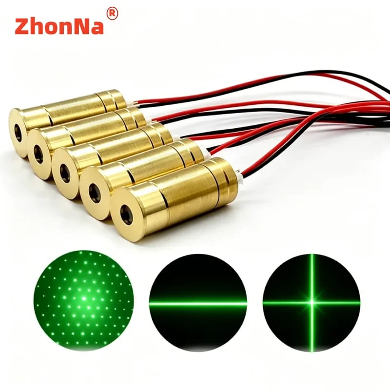 ZhonNa 532nm Green Line Cross Laser Module DC 3V-5V for Wood Stone Cutting Machine Positioning Alignment Laser Line Generator