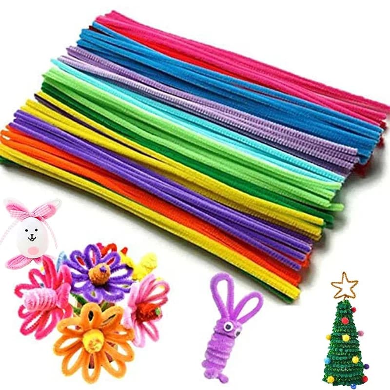 100 pezzi glitter steli in ciniglia detergenti per tubi steli in orpelli di peluche bastoncini cablati fai da te per bambini forniture artigianali e giocattoli artigianali