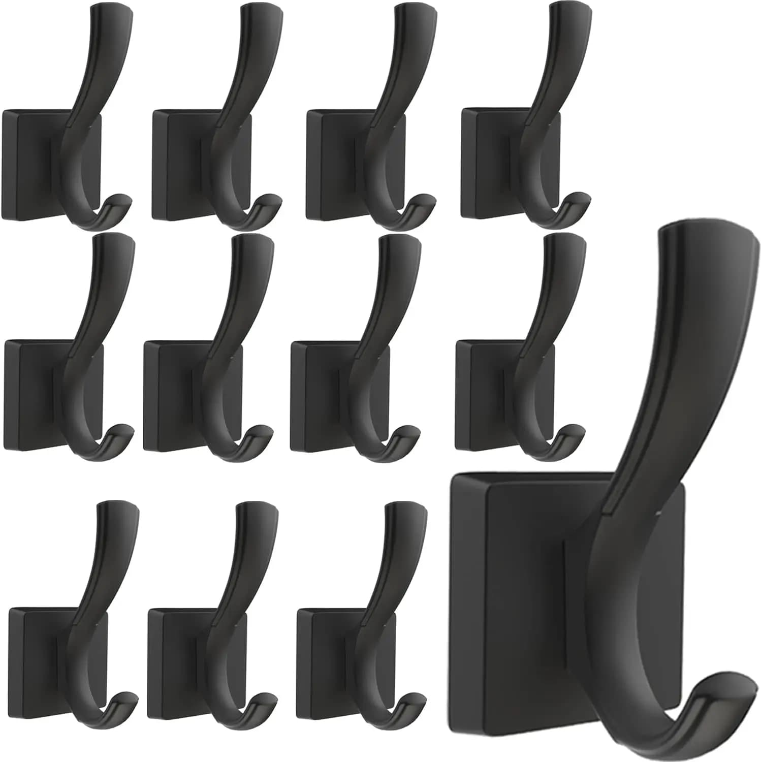 Ganci da Parete Neri Resistenti per Cappotti, Asciugamani, Accappatoi, Confezione da 12, Soluzione Appendiabiti per Bagno, Ingresso, Ripostiglio