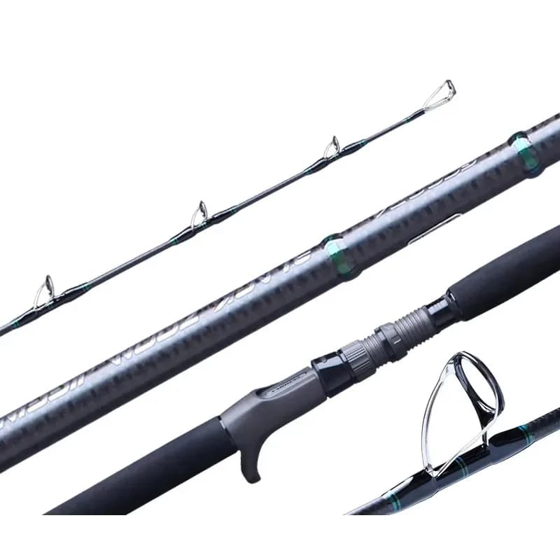gliPopolare daCanna Fishing Jigging in Black Japanese Toray Carbon Fiber with Zoom, for Perfume Water Fishing, All Included Accessories, Boat Jigging Cane