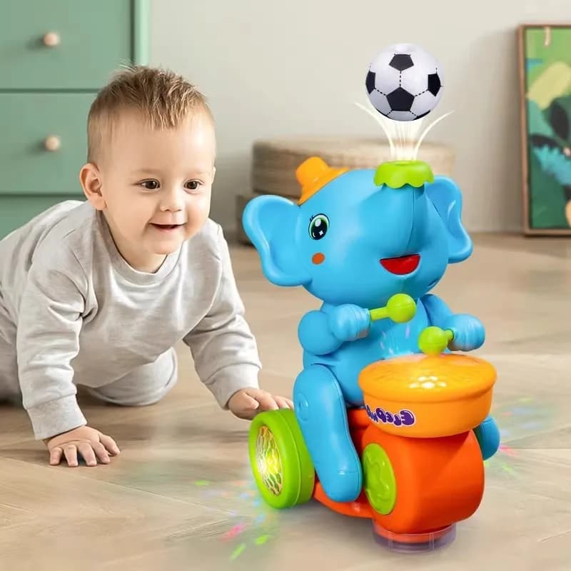 electronic music car blow football robot elephant beat drum wih led light ride bike universal electric animal pet toy kids gift