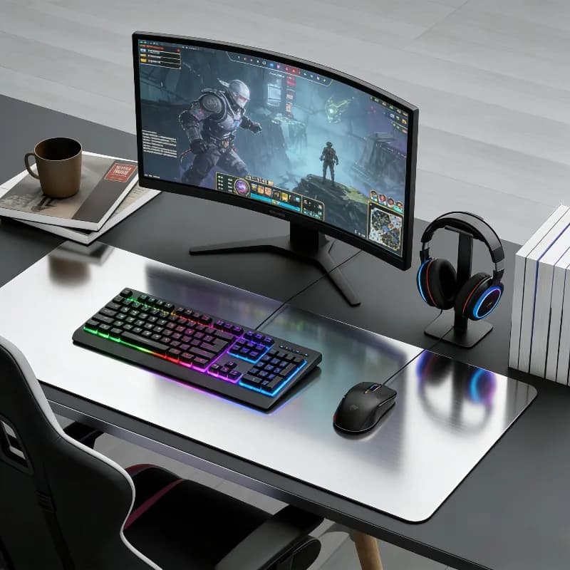 Tappetino per mouse in acciaio inossidabile ultra sottile, impermeabile, con superficie rigida per tastiera, tappetino da gioco robusto per accessori tastiera laptop