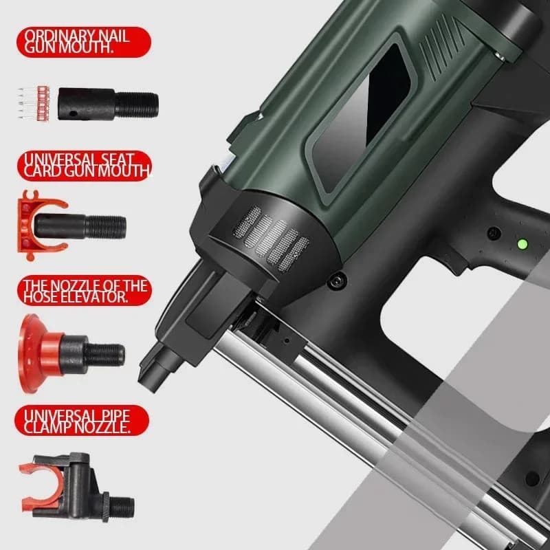 1pc Gas Nail Gun Cement Nailing Steel Pneumatic Nail Gun Install Door And Window Wire Slot Nailing Gun 7.4V 2000mah