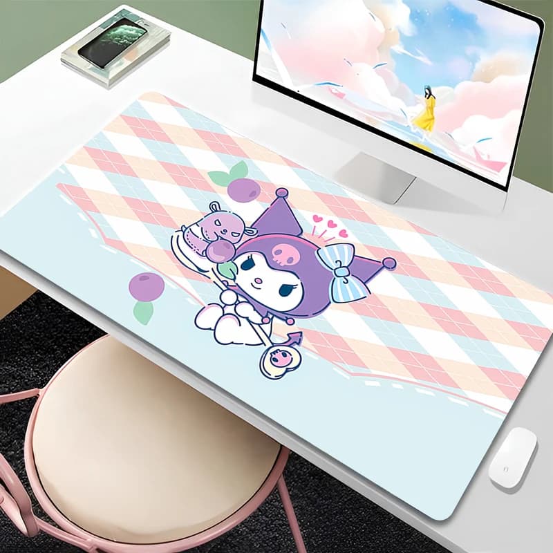 Tappetino per mouse da gioco esteso Kuromi, tappetino per tastiera XXL, accessori da gioco, tappetino da scrivania antiscivolo, tappetino per mouse da gioco kawaii, decorazione per la scrivania di casa