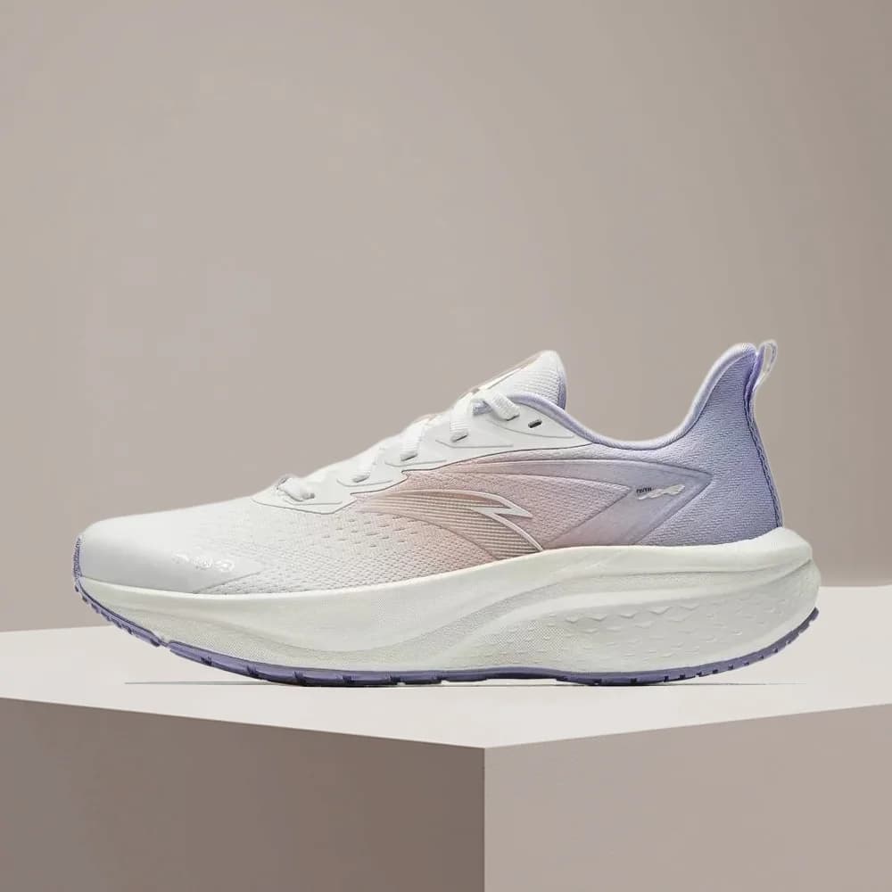 Scarpe da corsa da donna Anta Mach 5SE: sportive, eleganti, comode, antiscivolo, resistenti – Bianche, viola e rosa – 122515582-5