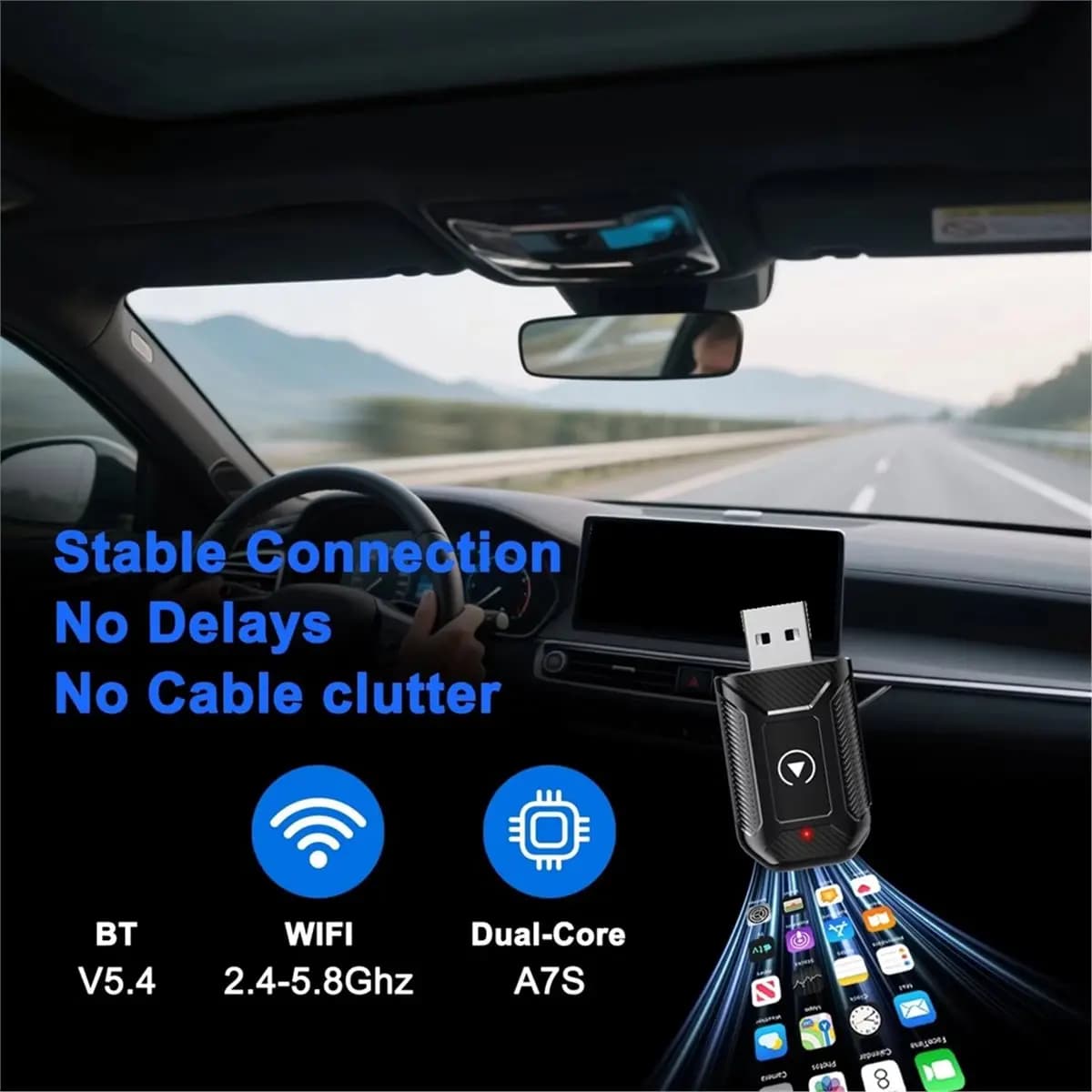 DTC5 Wired to Wireless CarPlay Android Auto Adapter with USB Dongle Smart Mini Box Plug and Play for VW Nissan Toyota Stereo