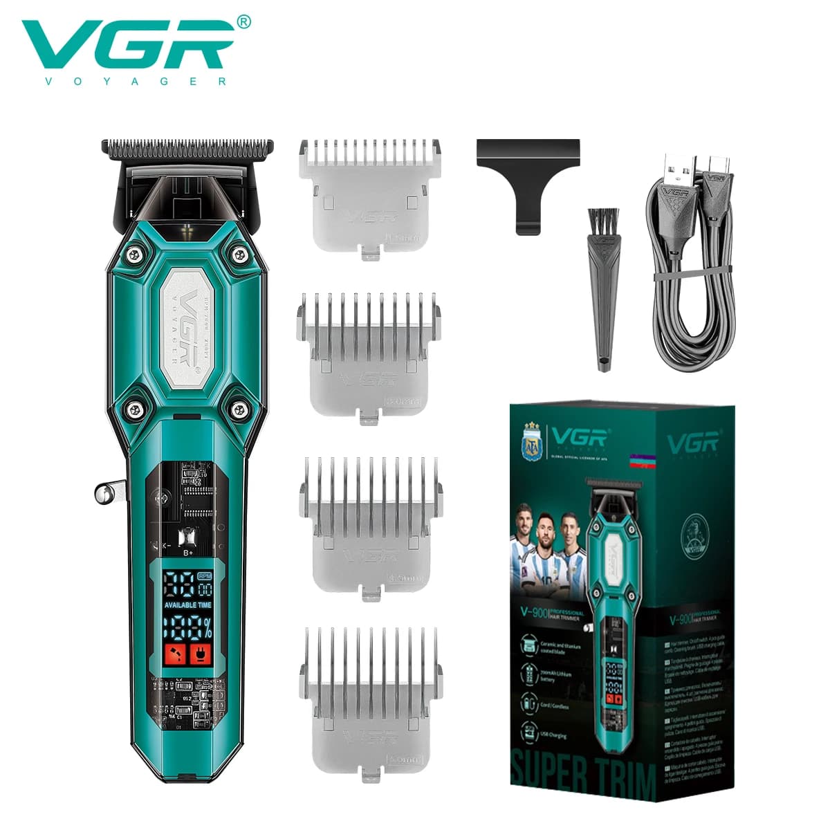T-shaped blade cutter VGR 900 Hair cutter for transparent body without wires Professional rechargeable electric haircut