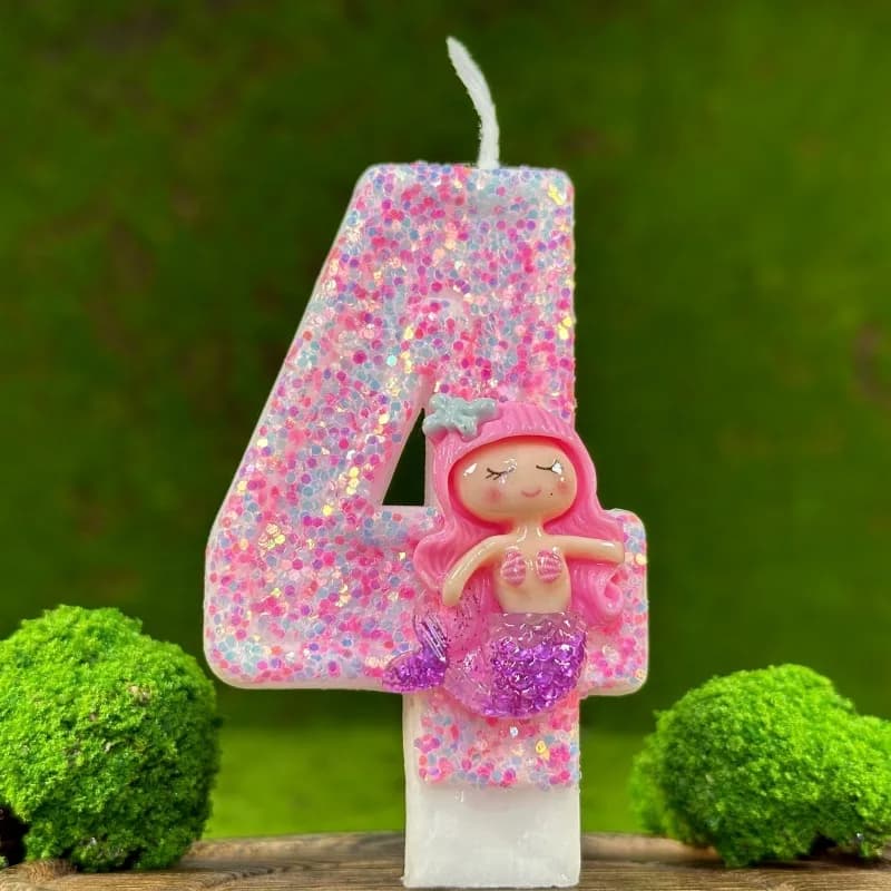 Creative Cake Digital Birthday Candle Pink Mermaid Birthday Party Handmade Decoration
