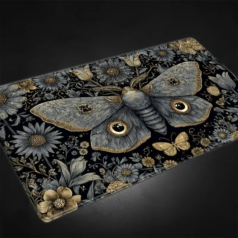 Vintage Moth Floral Gaming Mouse Pad Non-slip Desk Pad Extended Keyboard Mat for PC Laptop Gamer Office Smooth Durable play mat