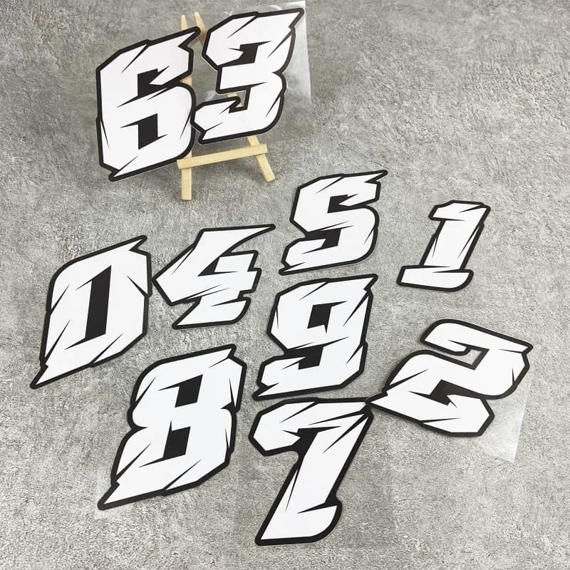 1PC Numero 0123456789 Adesivi Moto Impermeabile DlY Casco Moto Serbatoio Carburante Carenatura Anteriore Box Universale Decalcomanie In Vinile