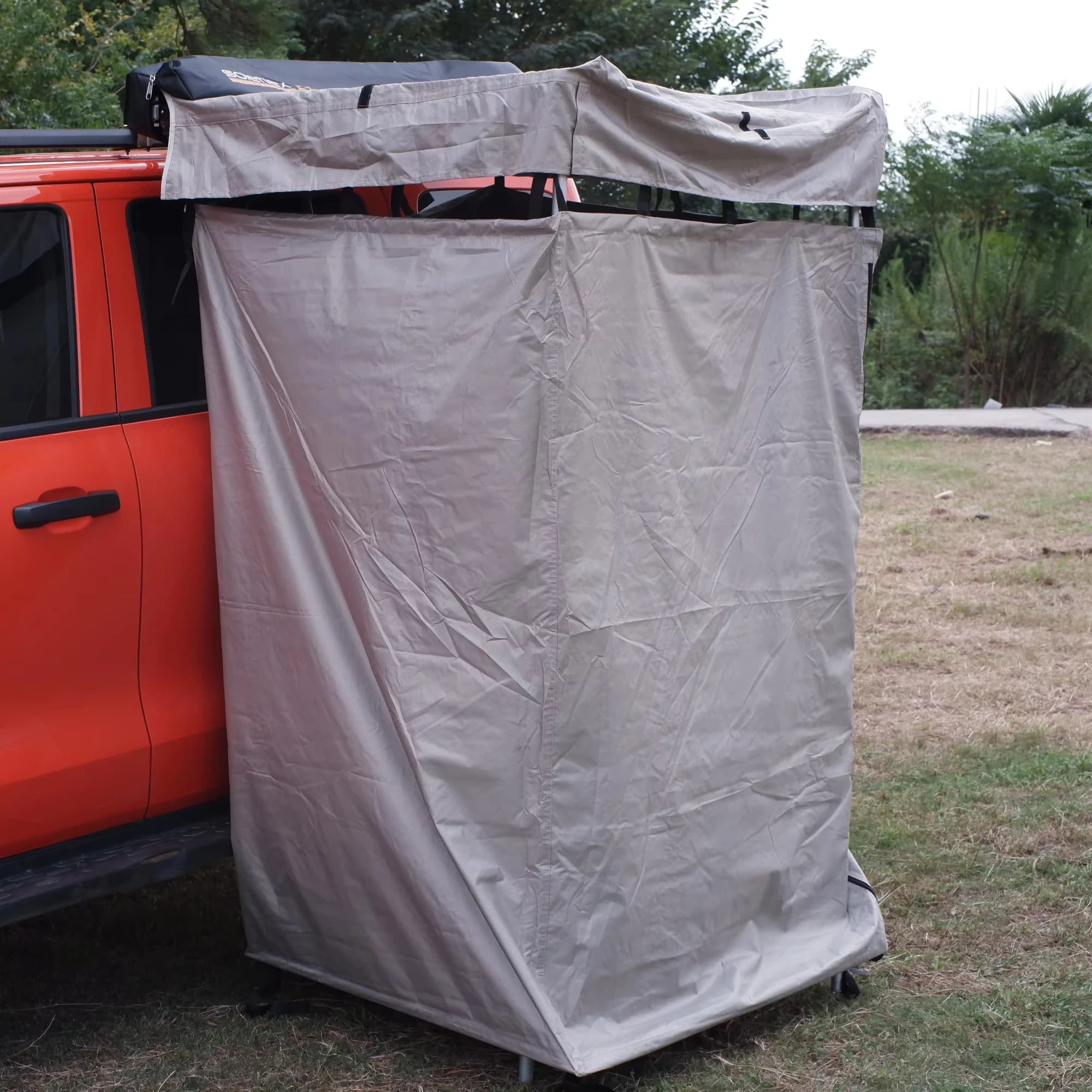 F1 Vehicle Mounted Shower Awning Tent-Roof Top Double Layer AllSeason WaterproofPortable Privacy Enclosure For Camping
