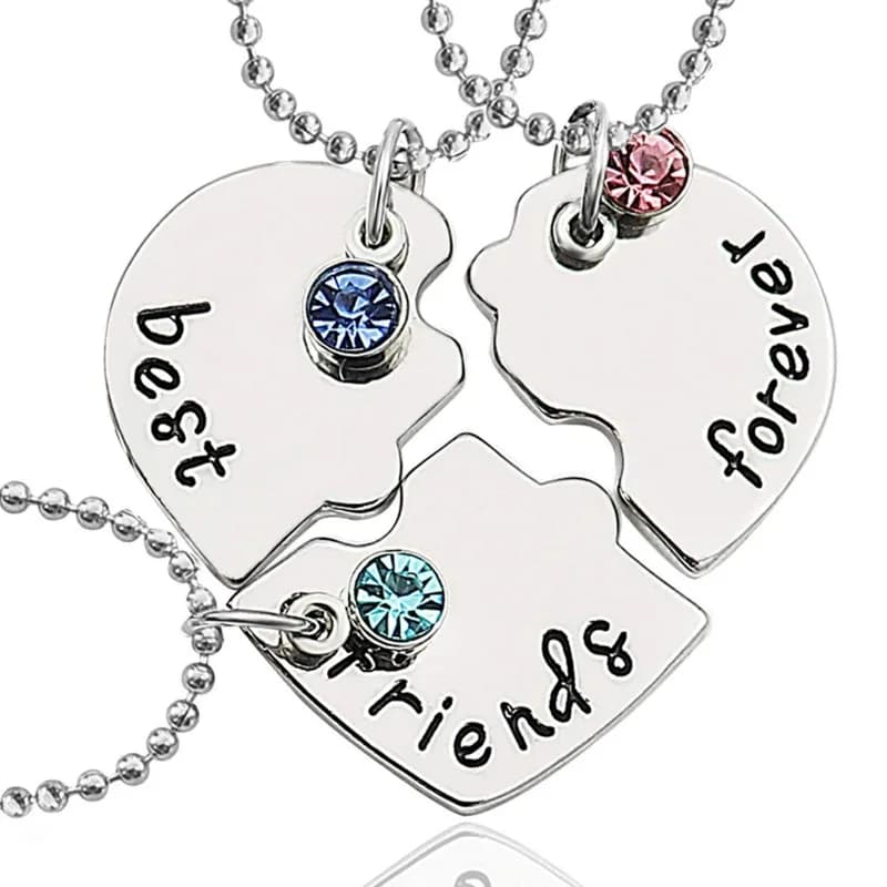 Momeski Pack of 3 Best Friends Chains BFF Necklace Friendship Chain Alloy for Girls Birthday Gifts Pendant Chain (Silver), Metal
