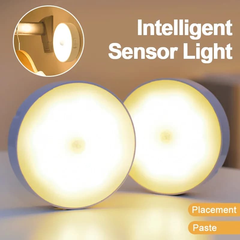 Luce notturna wireless con sensore di movimento PIR, luce notturna a LED ricaricabile tramite USB, per dormitorio, camera da letto, guardaroba, scale