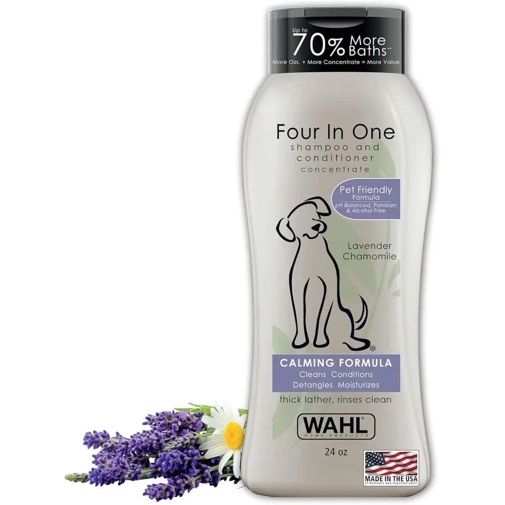 Shampoo Calmante 4-in-1 USA per Cani con Profumo di Lavanda e Camomilla – Deterge, Condiziona, Desodorizza e Idrata - Formula Delicata per Animali Domestici - 24