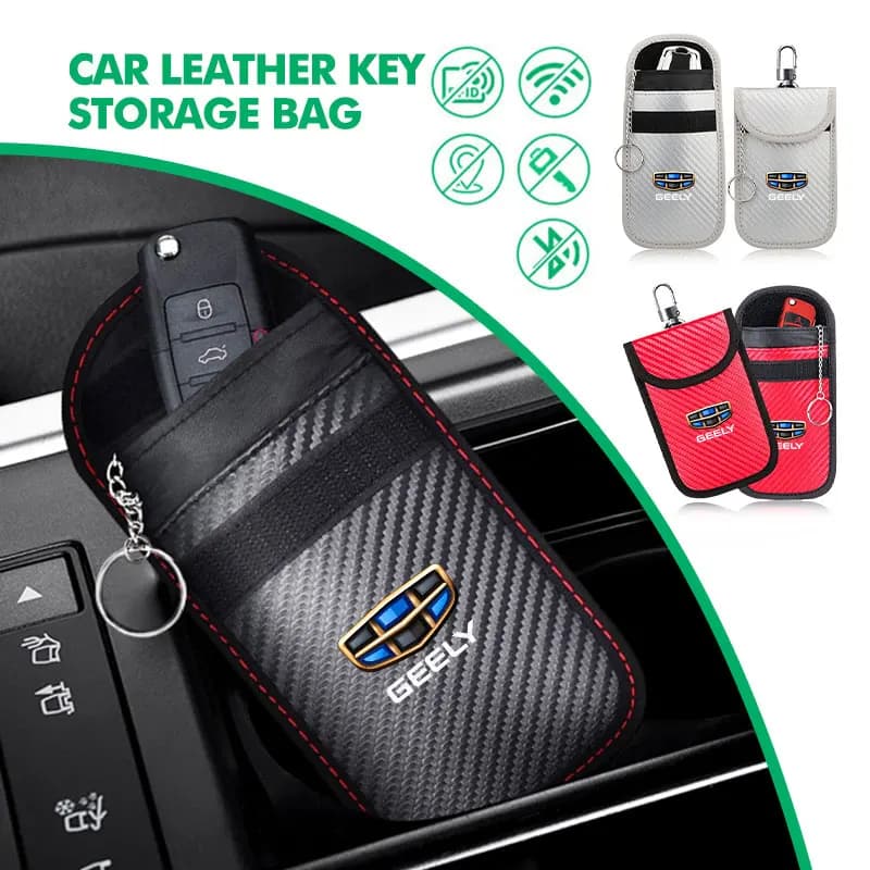 Car Key Storage Organizer Signal Blocker Bag RFID Shielding Pouch For Geely Atlas Boyue NL3 X6 EX7 Emgrand X7