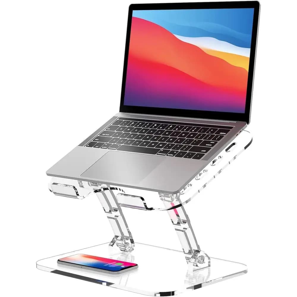 Adjustable Ergonomic Laptop Riser, Portable Foldable Computer Stand, Compatible with 10-15.6 Notebook, Clear