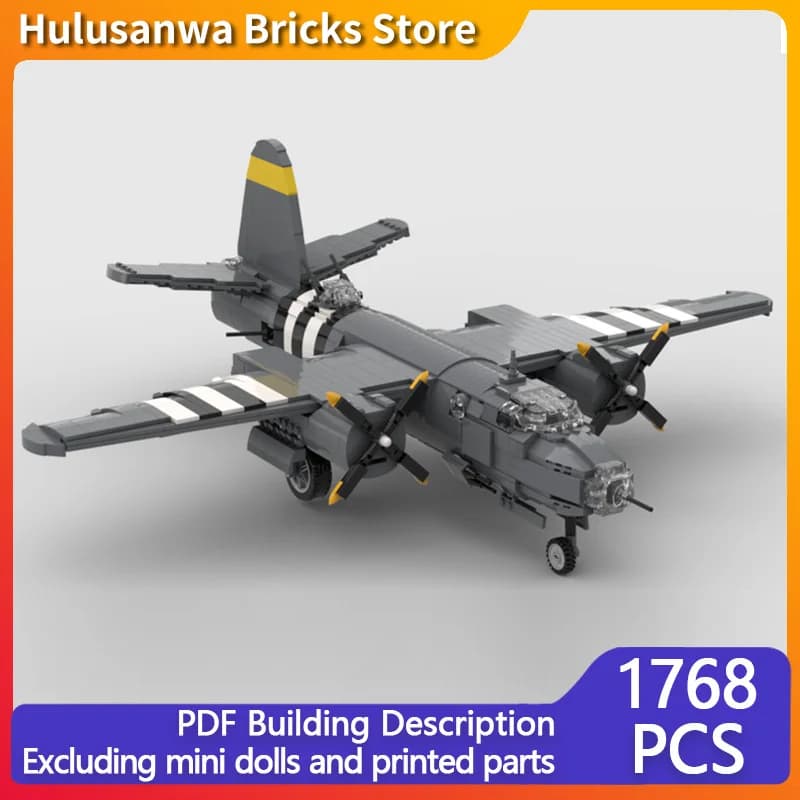 B-26 Maurauder Military Fighter Jets Model MOC Building Bricks War Equipment Modular Technology Gifts Holiday Children Toys