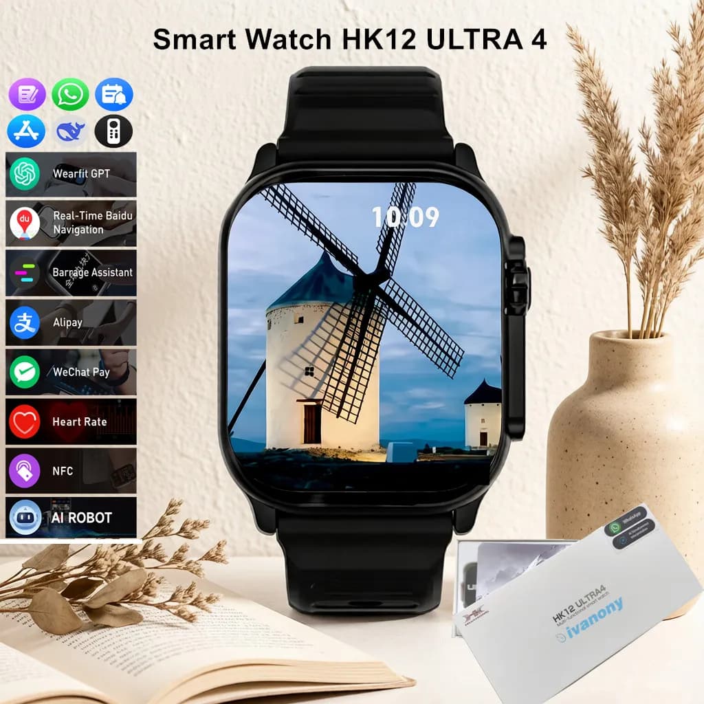 HK12 Ultra 4 Smart Watch Support Reply Whatsapp Message Map 1GB/ROM Navigation 2.02inch Amoled Music Smart Watch for Android IOS