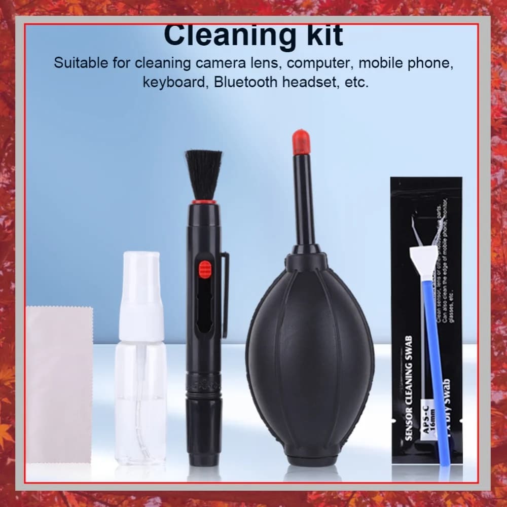 Professional Camera Cleaning Kit Air Blower/Swabs/Cleaning Cloth/Cleaning Brush for DSLR Cameras Computer and Smartphone Lens