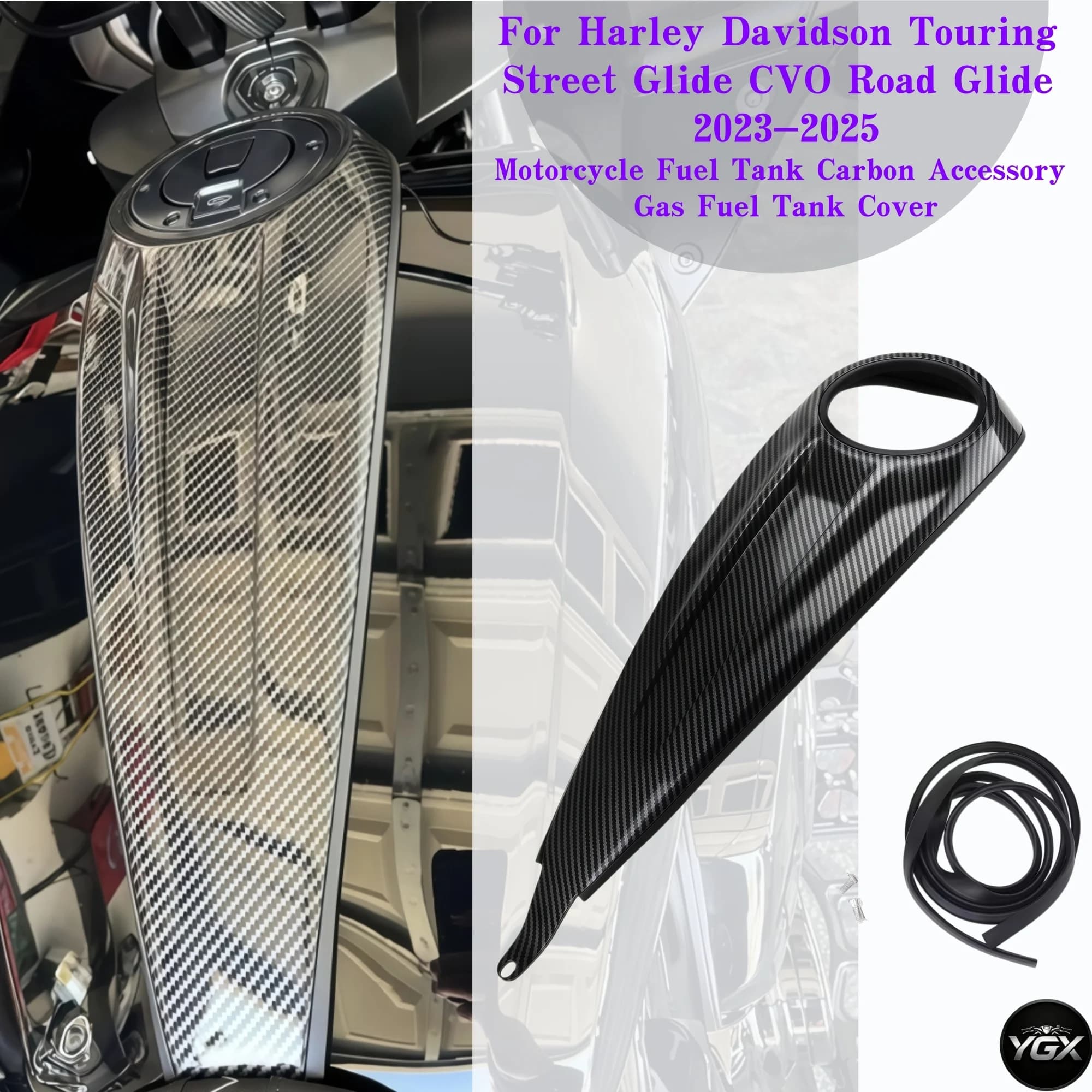 Motorcycle Fuel Tank Carbon Accessory Gas Fuel Tank Cover For Harley Davidson Touring Street Glide CVO Road Glide 2023-2025