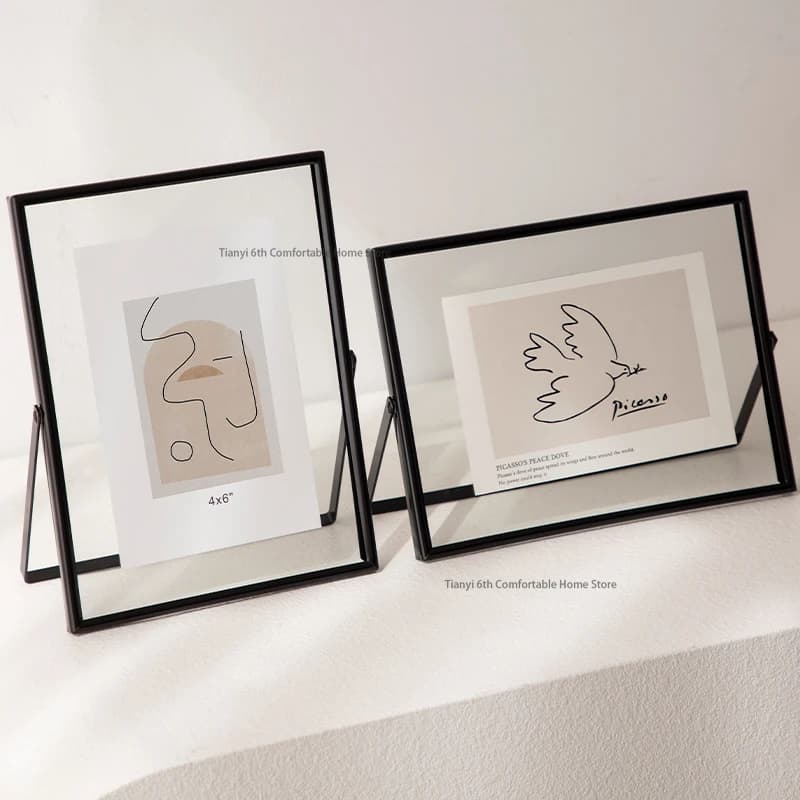 Nordic Creative Photo Frame Modern Glass Transparent Metal Picture Frame Simple Home Decoration Cadre Decoration Murale FYPF