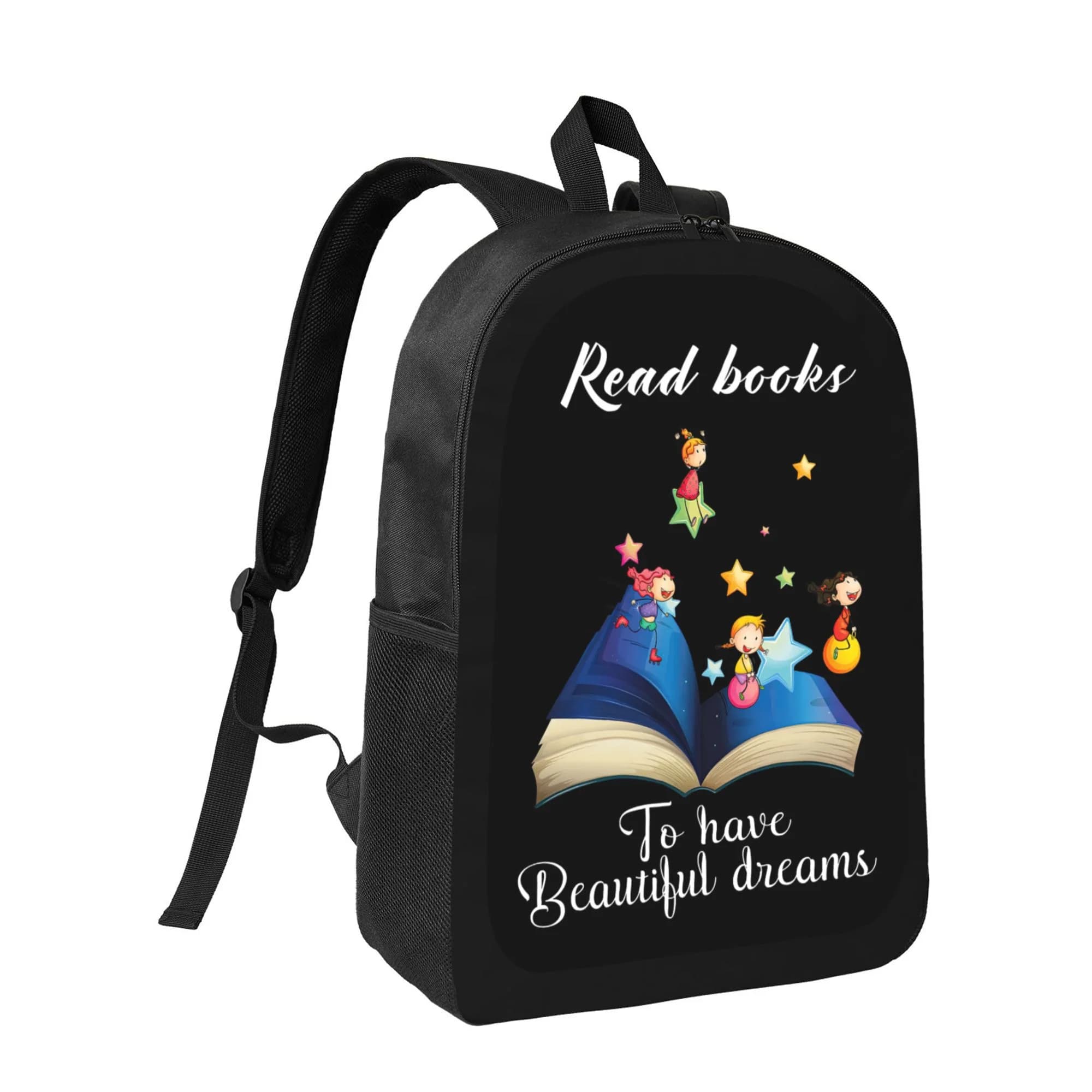 Bookworm | School backpack with great capacity, book themed design, adjustable shoulder strap, zip closure