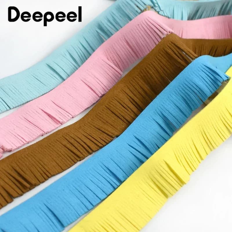 3 Metri Deepeel 3 centimetri Pelle Scamosciata Nappa Frangia Trim Borsa Portachiavi Cucito Decorativo Guarnizioni Tessuto Vestiti Gioielli Ciondolo Accessori