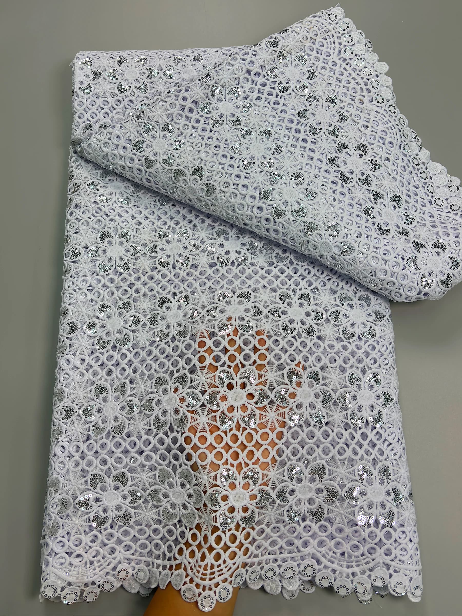 New Design African Cord Guipure Sequins Lace Fabric 2026 High Quality Nigerian Water Solubl Lace For Women Prom Dress