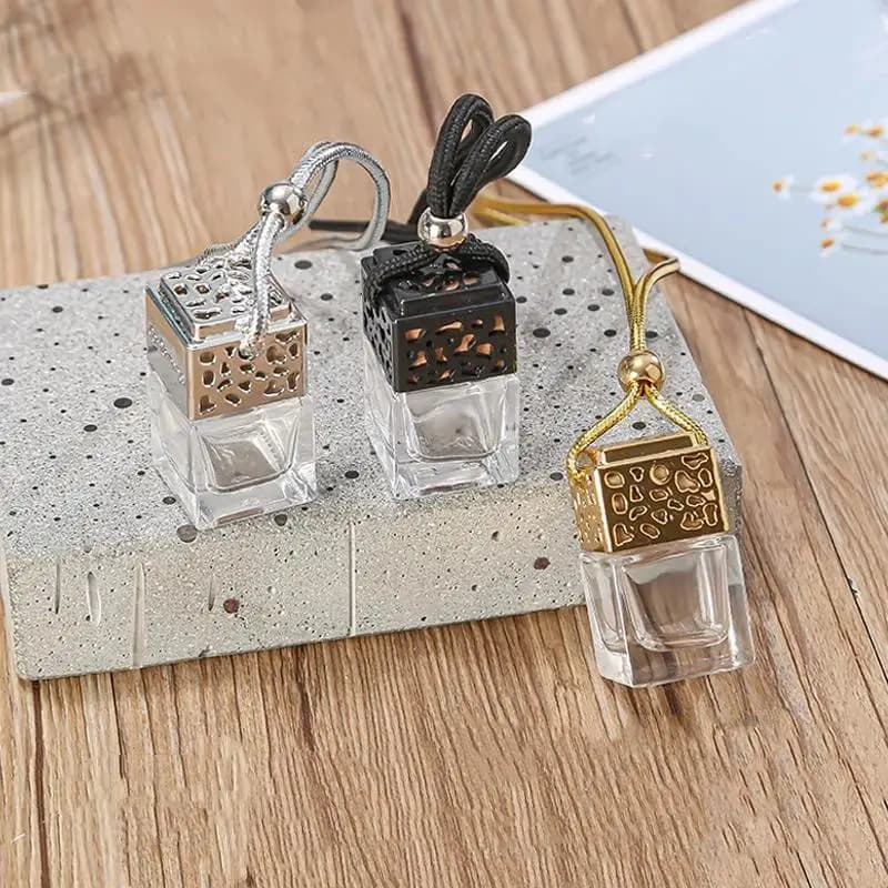 Empty Essential Oil Diffuser Glass Bottle Cute Hanging Ornament for Car Rearview Mirror Gift for Drivers