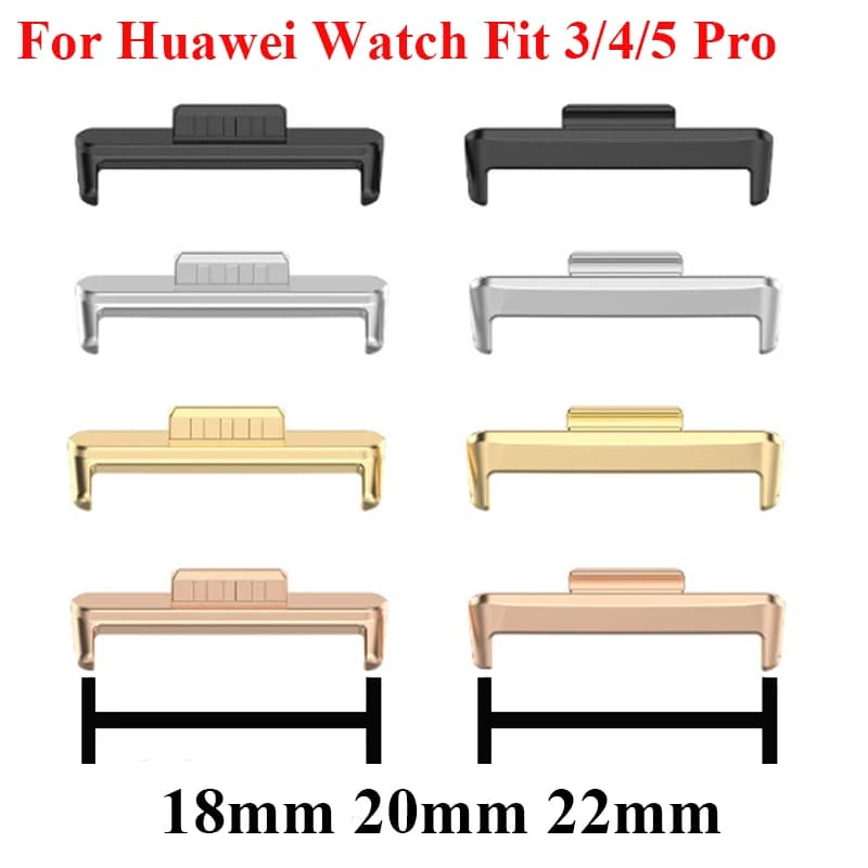 2 connettori per Huawei Watch Fit 5 Pro 4, connettori per cinturino 18mm 20mm 22mm, adattatori in metallo, accessori per Huawei Fit5 Fit4 Fit3