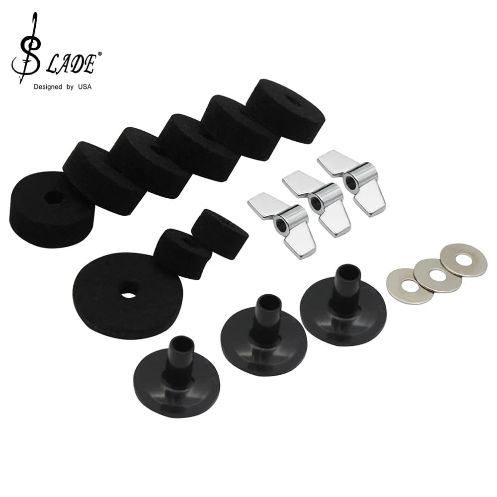 SLADE piatti Stand Sleeves Felts Pad Set da 18 pezzi con Base rondella sostituzione dadi ad alette per tamburo accessorio per supporto piatto Hi-Hat