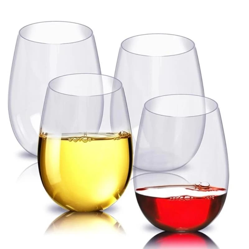 4 bicchieri da vino infrangibili da 463 ml, nuovi, in plastica infrangibile, sicuri, riutilizzabili, trasparenti, per succhi di frutta, birra