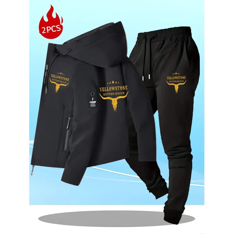 Nuovo Set 2 Pezzi 2026: Giacca Softshell e Pantaloni Sportivi Casual da Uomo