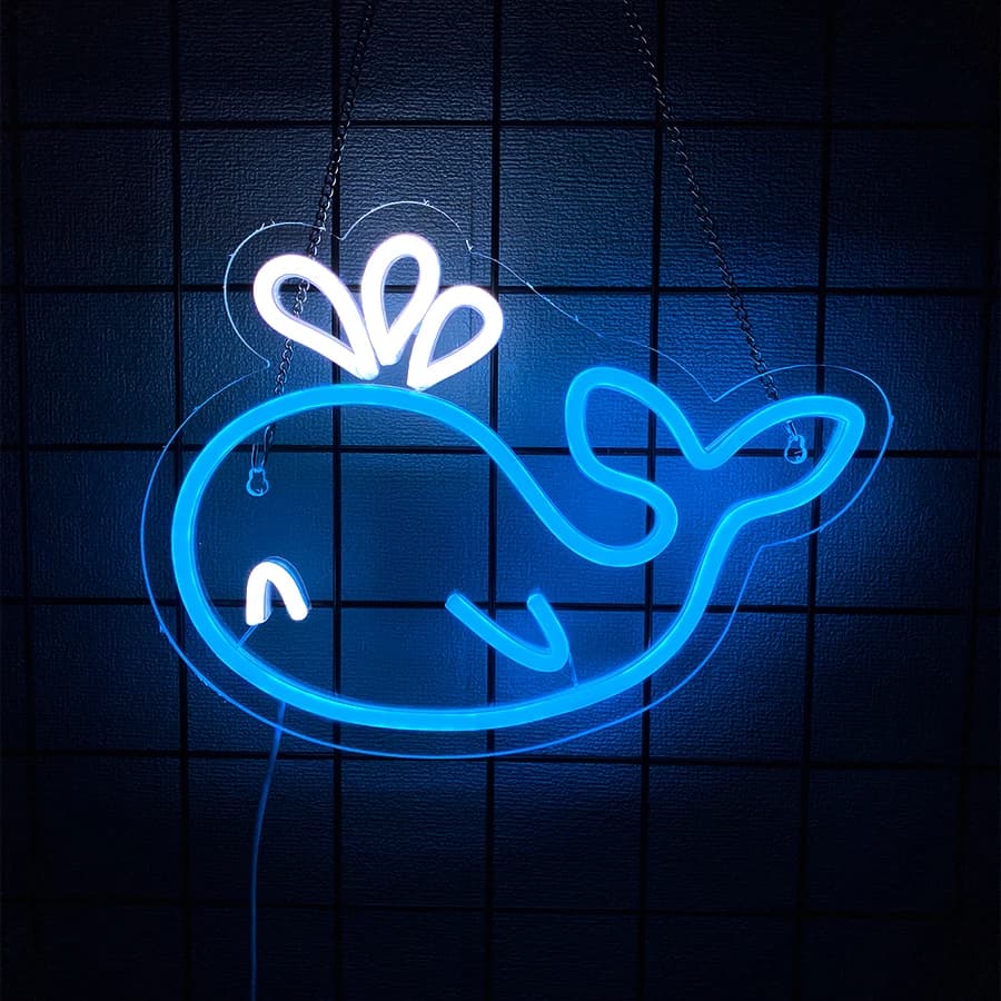 Whale Neon Sign For Wall Decor,Led Neon Light For Aquarium Decor,Living Room,Bedroom,Man Cave,Game Room,Party,Gift For Friends