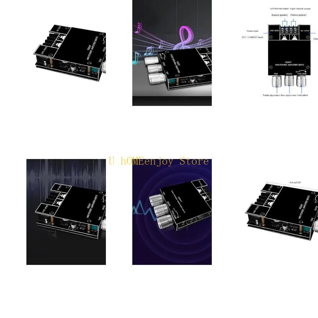 B0KF Home Power Amplifiers 2.1Channel Bluetooth-compatible Stereo Amplifier 2x50W