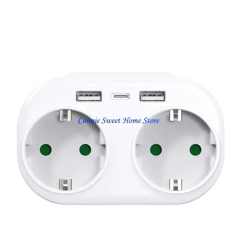 LXAF Small European Travel Adapters with Short Circuits Defense EU Power Adapters for Laptop Phone Charging Simultaneously