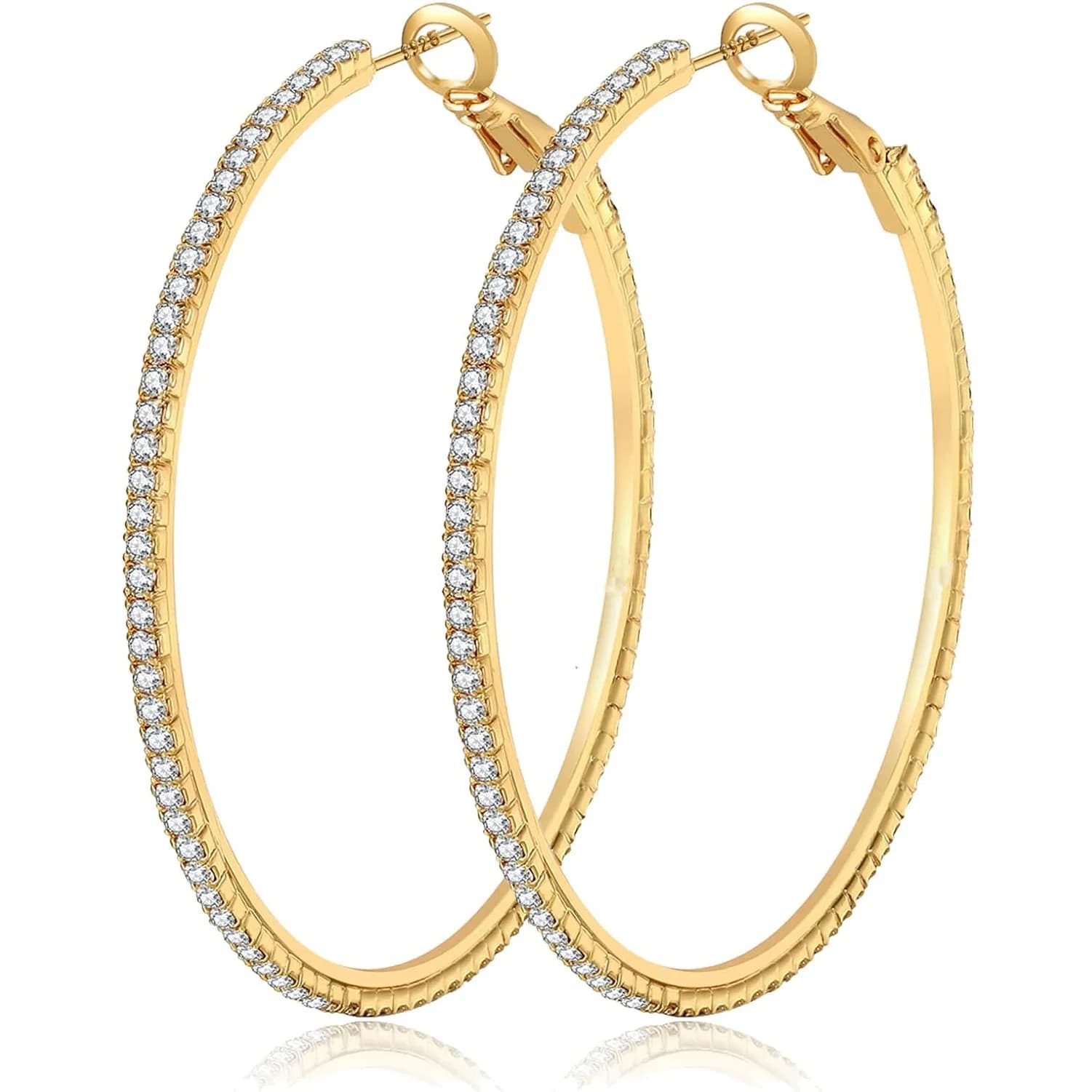 Set di 5 paia di orecchini a cerchio grandi Orecchini a cerchio grandi con zirconi sottili e strass 5 dimensioni