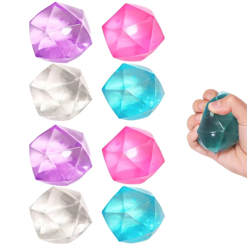 Masonry Ice Squishy Stress Balls-Polyhedron Diamond Sugar Balls Slow Rise-Sensory Fidget Toy for Kids Gel Filled Classroom