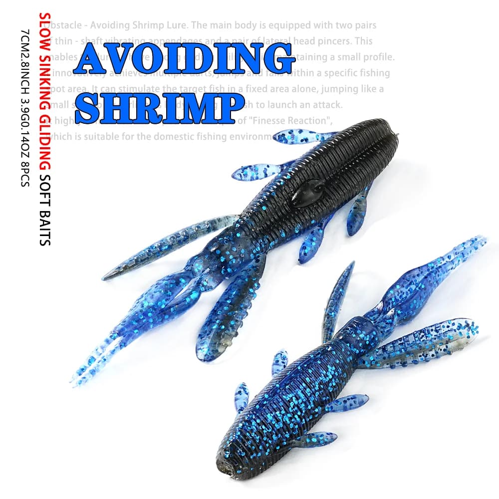 SUNMILE 8PCS Aviodant Gamberetti 2.8 pollici Esche Craw oft Lure Esche da pesca gamberetti Aragosta Richiamo di plastica morbida Esche da pesca