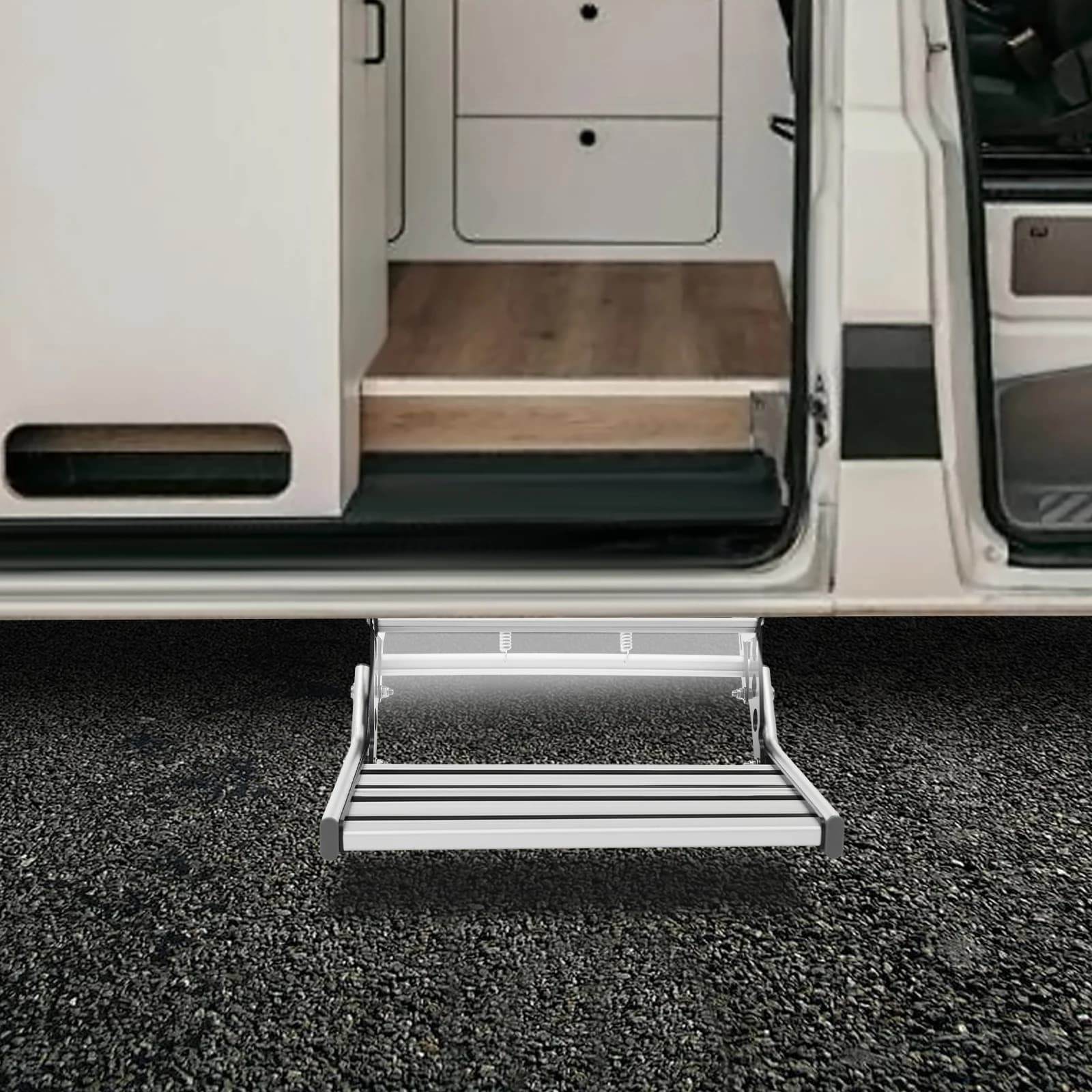 Anti-slip folding motorhome pass with automatic sensor LED light bar Aluminum alloy light step for night motorhome entrance