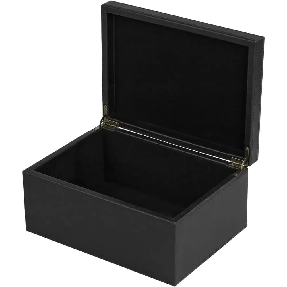 Decorative Leather Box, Large Wood Container for Remember, Accessories Organizer with Hinge Cover, Object Container