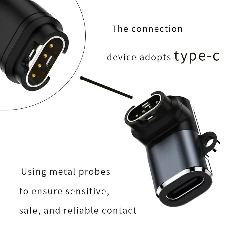 Adattatore di Ricarica USB-C a 4 Pin per Smartwatch Garmin Fenix 8 7 7S 7X 6S 6 Forerunner 955 965