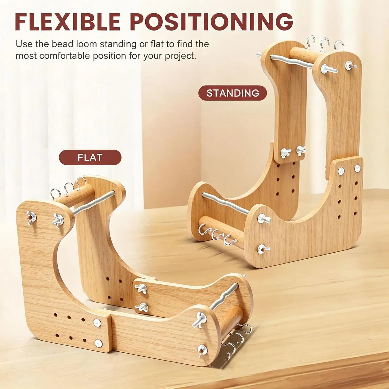 Adjustable Standing Bead Loom Creative Funny Beginners Hobby Desktop Bracelet Maker Wooden Bead Weaving Loom for Jewelry Making